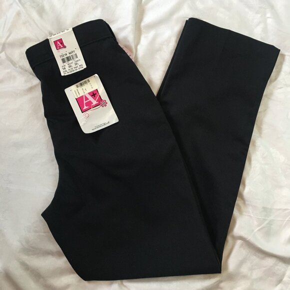 School Apparel Size 16 Girls 7221R Navy Blue Dress Pants School Adjustable New - Picture 1 of 13